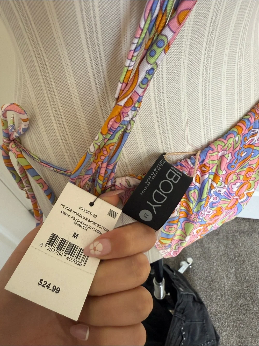 Floral Paisley String Bikini Set - Pink Multi
